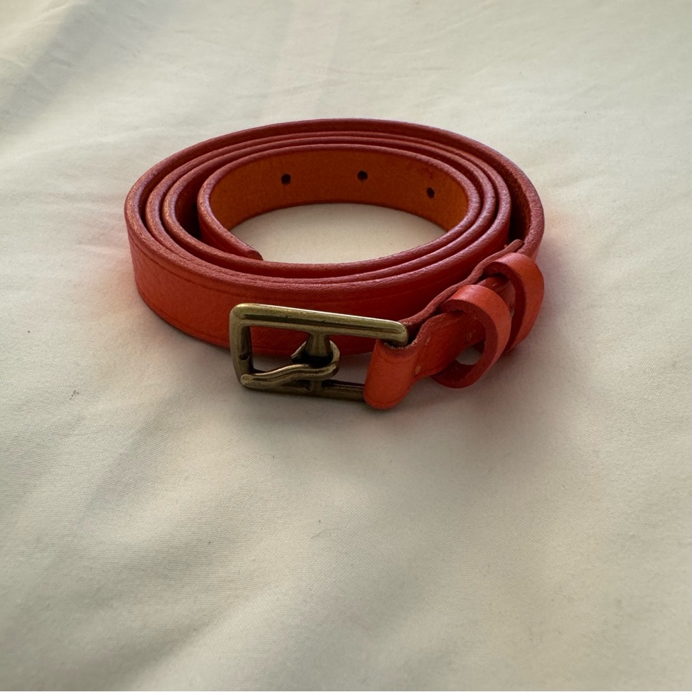 J. Crew Vibrant Coral Leather Belt - Picture 3 of 6